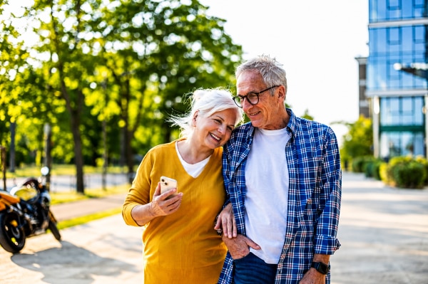  Senior couple walking together