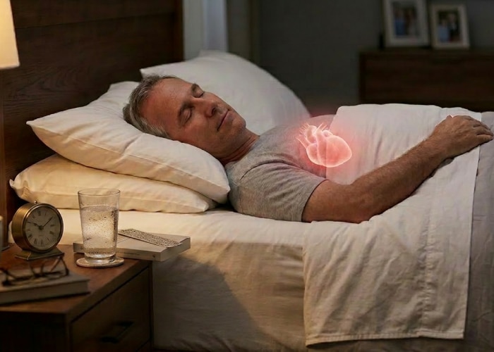 man sleeping with heart overlay